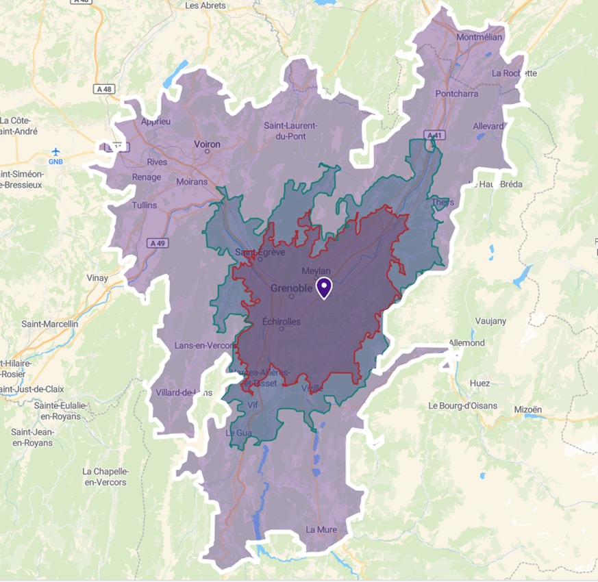 Carte des zones d'intervention Shiatsu